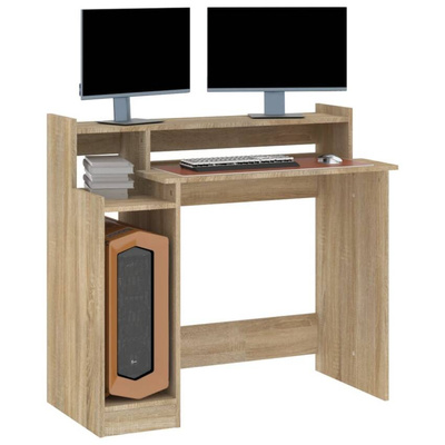 vidaXL Biurko z podświetleniem LED, dąb sonoma, 97x45x90 cm