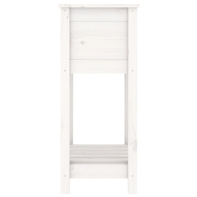 vidaXL Donica z półką, biała, 54x34,5x81 cm, lite drewno sosnowe