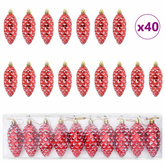 Choinkowa Bombka Szyszka 40 pcs Czerwony Z tworzywa sztucznego
