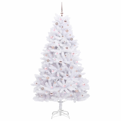 Sztuczna choinka z zawiasami z podstawą Biały 210 cm PVC i stal