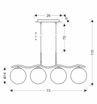 LUMOS lampa wisząca 4x20W G9 chrom klosze szklane grafitowe nowoczesna elegancka oprawa oświetleniowa salon jadalnia sypialnia glamour