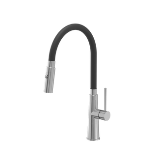 GINA SteelQ stalowa bateria kuchenna z elastyczną wylewką, stalowy / wąż czarny