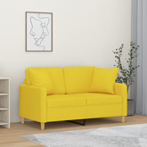 2-osobowa sofa z poduszkami, jasnożółta, 120 cm, tkanina