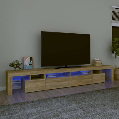 vidaXL Szafka pod TV z oświetleniem LED, dąb sonoma, 260x36,5x40 cm