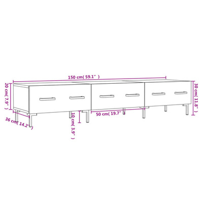 vidaXL Szafka pod TV, biała, 150x36x30 cm, materiał drewnopochodny wariant 7