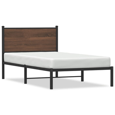 Metalowa rama łóżka, bez materaca, brązowy dąb, 100x190 cm