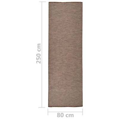 vidaXL Dywan zewnętrzny o płaskim splocie, 80x250 cm, brązowy