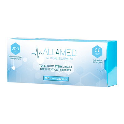 All4med torebki do sterylizacji w autoklawie 100 mm x 230 mm 200 szt. 126243