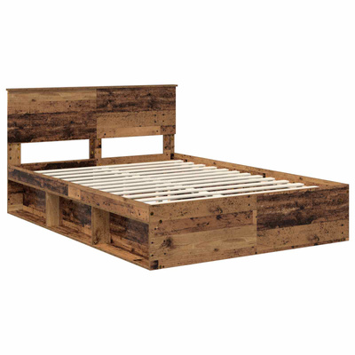 Ramka łóżka Stare drewno 135 x 190 cm Lite drewno sosnowe