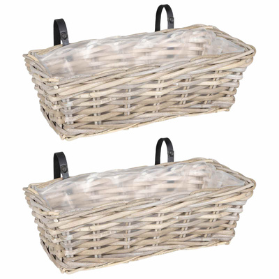 Hanging Planter Kosz 2 szt. Naturalna szarość 48 x 22 x 15 cm