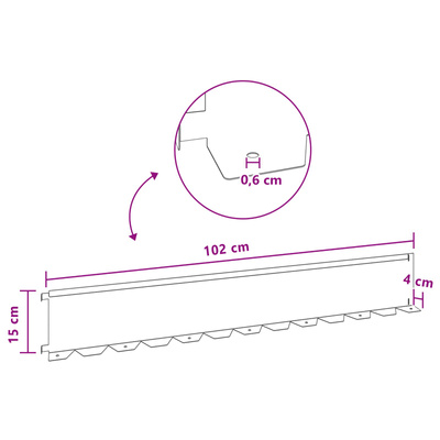 Krawężnik do trawnika 10 szt. 102 x 15 x 4 cm Stal