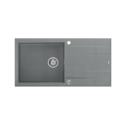 EVAN 146 XL GraniteQ zlewozmywak z syfonem Push 2 Open 1-komorowy z/o (1000x500x210; kom. 420x480) silver stone / elementy stalowe