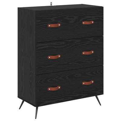 Highboard Czarny Dąb 69,5 x 34 x 180 cm Drewno inżynieryjne