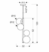 Lampa wisząca CORDEL elegancka - złoty mosiądz z białymi kloszami kulkami - designerska lampa do salonu 4x G9 LED