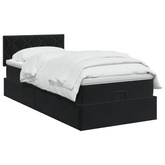 Łóżko ottoman z materacem Z zagłówkiem Czarny 80 x 200 cm Welur