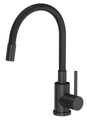 READY- SMART CZARNY zlewozmywak granitowy 1-k z/o (62x44x17,5) + bateria z elastyczną wylewką very black + dozownik very black + syfon very black