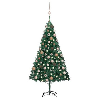 Sztuczna choinka z lampkami i bombkami, zielona, 120 cm, PVC vidaXL