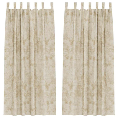 Zasłony z weluru z zasłonami 2 pcs Kremowy 225 x 140 cm Aksamit
