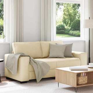 Sofa 2-osobowa, kremowa, 180x77x82 cm, tkaniną