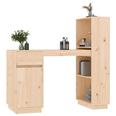 vidaXL Biurko, 110x50x75 cm, lite drewno sosnowe