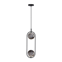 Lampa wisząca CORDEL elegancka - czarna z grafitowymi kloszami kulkami - minimalistyczne oświetlenie salonu 2x G9 LED