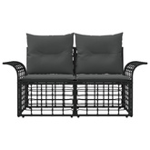 Ogrodowy loveseat 2 szt. 2-Liczba miejsc Czarny i Ciemnoszary