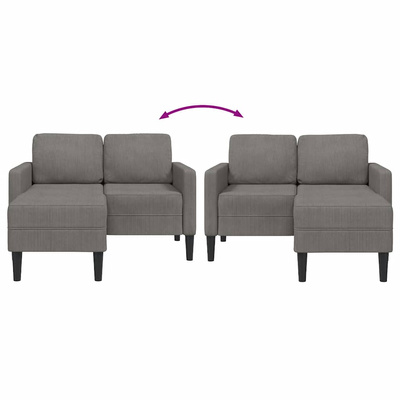 Sofa 2-osobowa z szezlongiem w kształcie litery L, jasnoszara