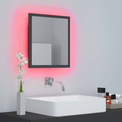 vidaXL Lustro łazienkowe LED, szare, 40x8,5x37cm, akryl