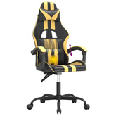 vidaXL Obrotowy fotel gamingowy, czarno-złoty, sztuczna skóra model standard