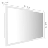 vidaXL Lustro łazienkowe LED, wysoki połysk, białe, 90x8,5x37cm, akryl