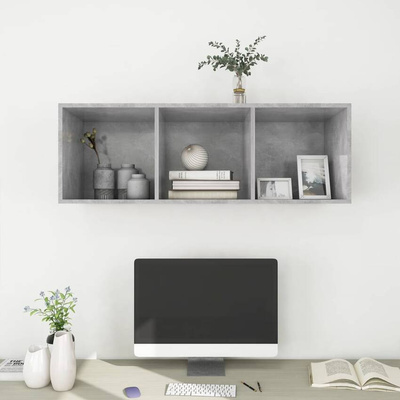 vidaXL Wisząca szafka pod TV, szarość betonu, 37x37x107 cm