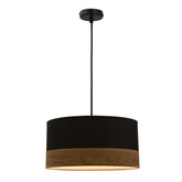 Lampa wisząca z abażurem Porto czarna z fornirem do salonu