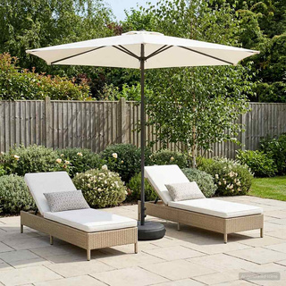 Parasol ogrodowy z podstawą 270 x 270 cm Poliester Prostokątny