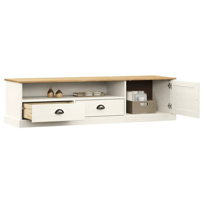 vidaXL Szafka pod TV VIGO, biała, 156x40x40 cm, lite drewno sosnowe