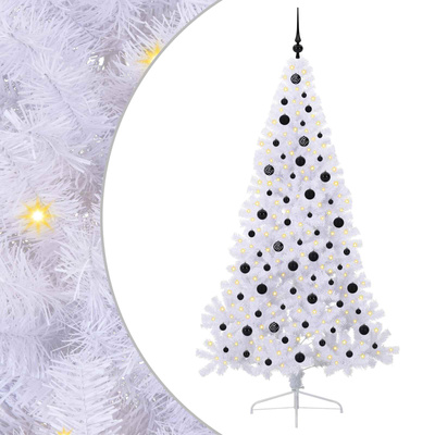 Sztuczna choinka z 300 diodami LED Biały 210 cm PVC i stal