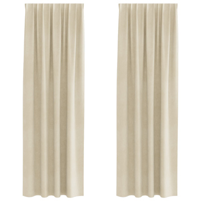 Zasłony zaciemniające 2 pcs Kremowy 140 x 260 cm Aksamit