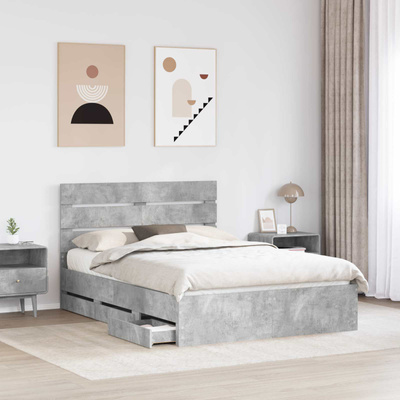 Ramka łóżka Betonowy szary 150 x 200 cm Drewno inżynieryjne
