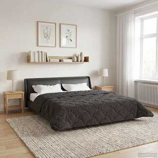 Zimowa Kołdra Antracyt 200 x 240 cm Mikrofibra i Fleece Teddy