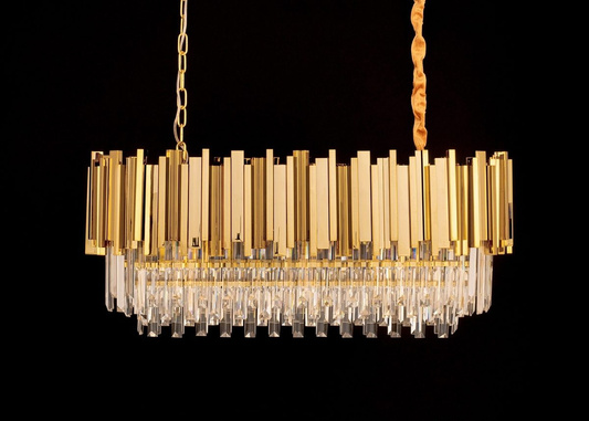 Lampa wisząca IMPERIAL LONG GOLD 90 - stal, kryształ-ADANI