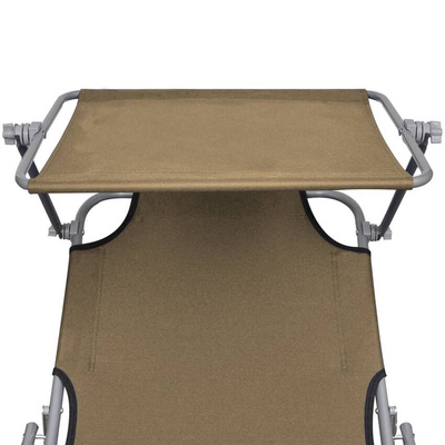 vidaXL Składany leżak z zadaszeniem, taupe, aluminium