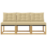 3 szt. Środkowa sofa ogrodowa Biały