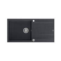 EVAN 146 XL GraniteQ zlewozmywak z syfonem Push 2 Open 1-komorowy z/o (1000x500x210; kom. 420x480) black diamond / elementy stalowe