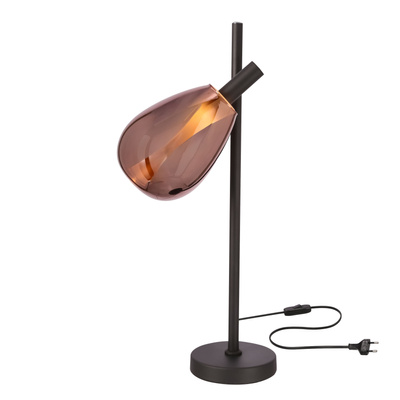 Lampka nocna Denso 26 czarna szklany klosz miedziany do czytania