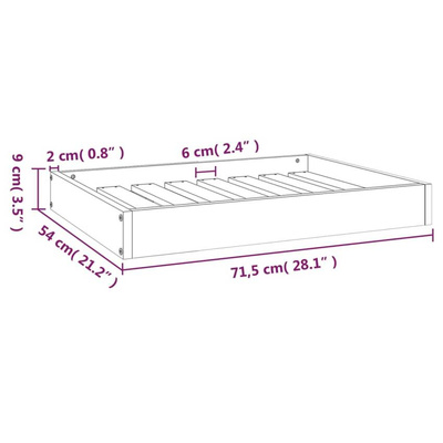 vidaXL Legowisko dla psa, białe, 71,5x54x9 cm, lite drewno sosnowe