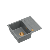 MORGAN 116 GraniteQ zlewozmywak silver stone z syfonem Push To Open kol. miedziany 1-komorowy z/o + zaczepy 4 szt