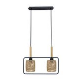 Lampa wisząca z abażurem Crown czarna beżowy abażur podwójna do jadalni