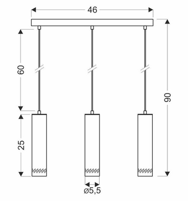 Lampa wisząca czarna/drewniana oprawa 3x25W Tubo 33-79138