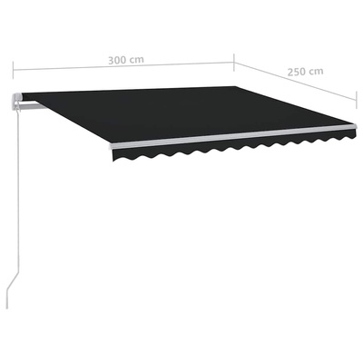 Ręcznie zwijana markiza z LED, 300 x 250 cm, antracytowa