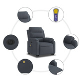 vidaXL Podnoszony fotel masujący, elektryczny, rozkładany, ciemnoszary