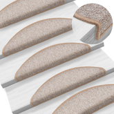 Maty na schody 15 szt. 56x17x3 cm Jasnobrązowe półokrągłe
